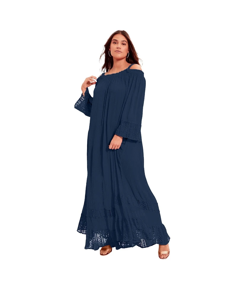 June + Vie Women's Off-The-Shoulder Maxi Dress