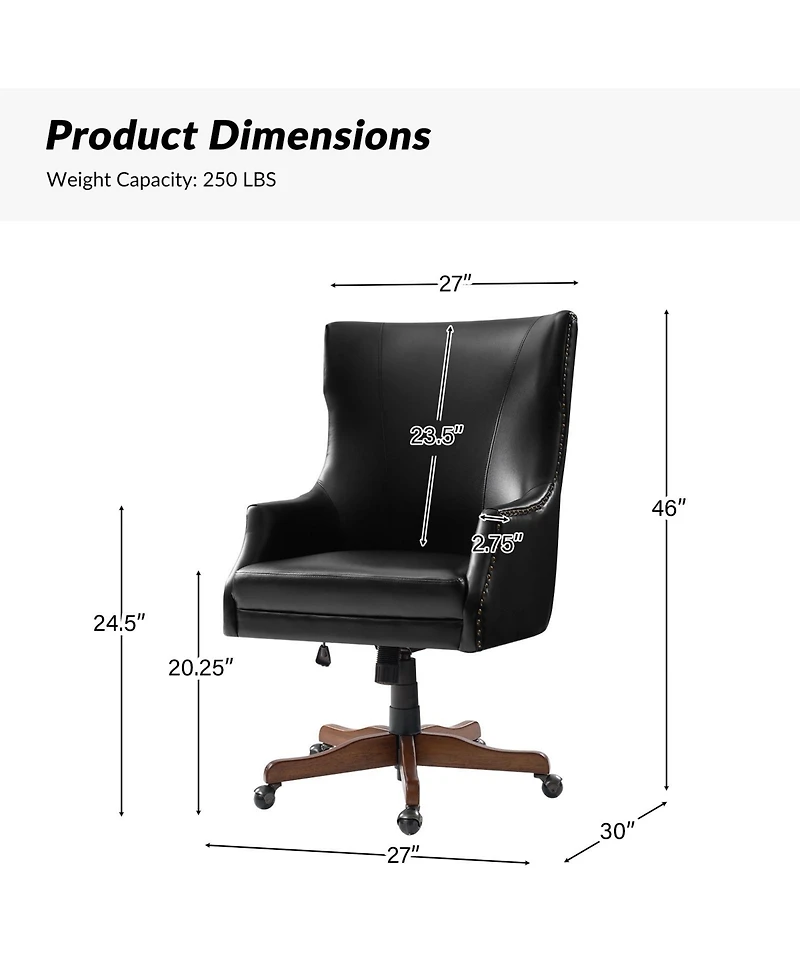 Hulala Home Desmond Transitional Office Chair with Wood Legs