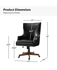 Hulala Home Desmond Transitional Office Chair with Wood Legs