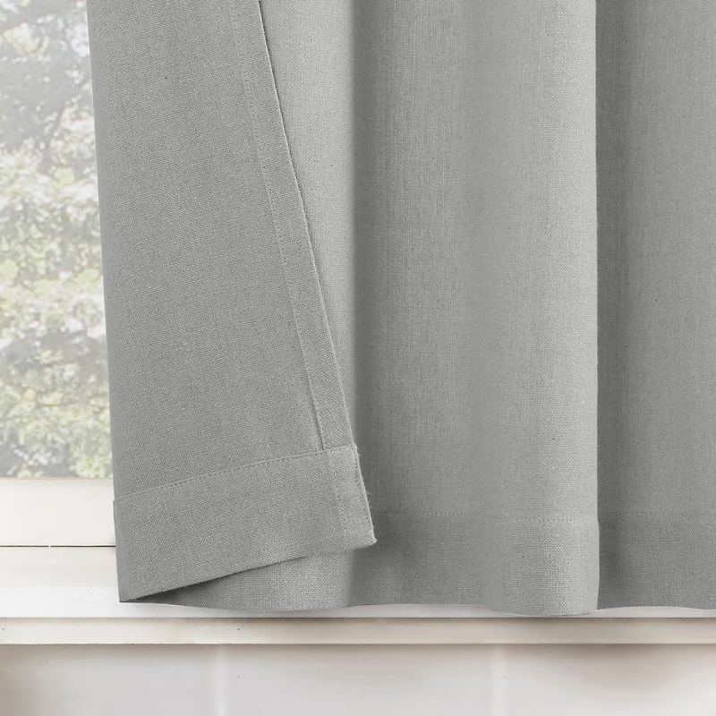 Cotton Blend Button Tab Top Cafe Curtain Pair