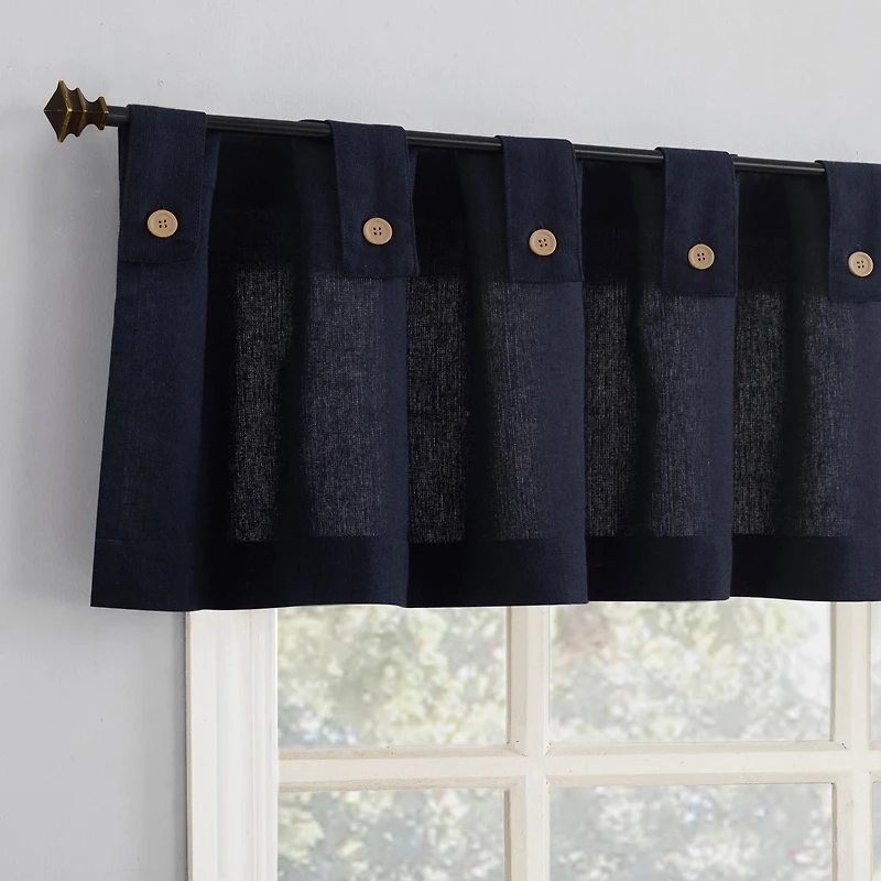 Cotton Blend Button Tab Top Cafe Curtain Pair