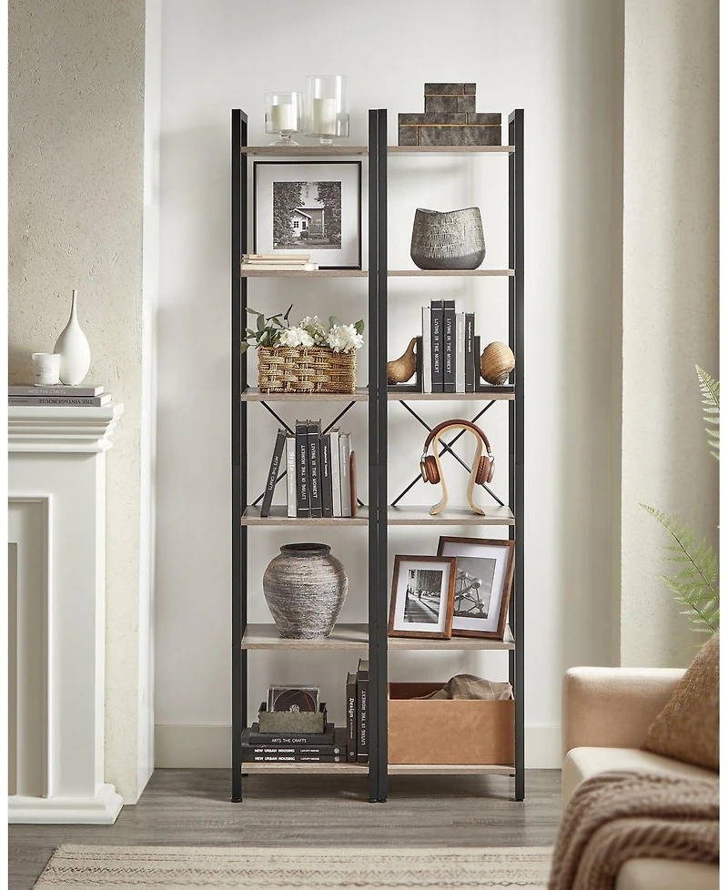 Slickblue Narrow 5-Tier Bookshelf, Small Multi-Tier Bookcase for Living Room & Bedroom