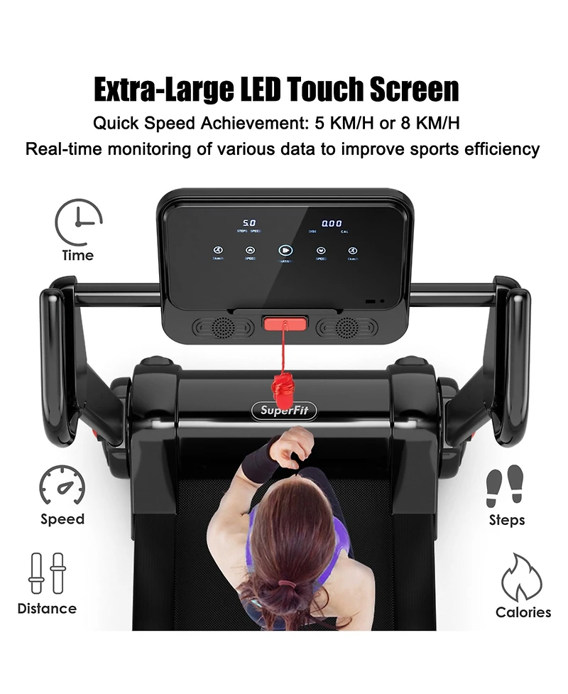 Gymax Folding 2.25HP Electric Treadmill Running Machine w/ Led Display