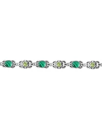 American West Jewelry Sterling Silver Malachite Peridot Concha Link Bracelet, Size Large