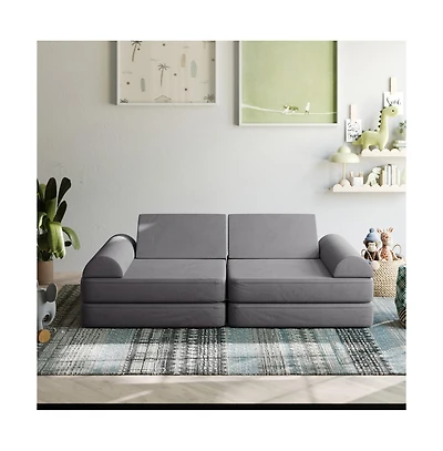 Emma+Oliver Conner Modular Play Couch For Kids With Convertible 6-Piece Design And Soft Foam Cushions