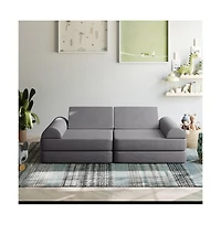 Emma+Oliver Conner Modular Play Couch For Kids With Convertible 6-Piece Design And Soft Foam Cushions