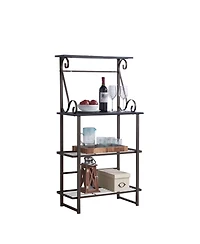 Kings Brand Furniture - Covington Metal Kitchen Shelves Baker s Rack Microwave Stand, Pewter