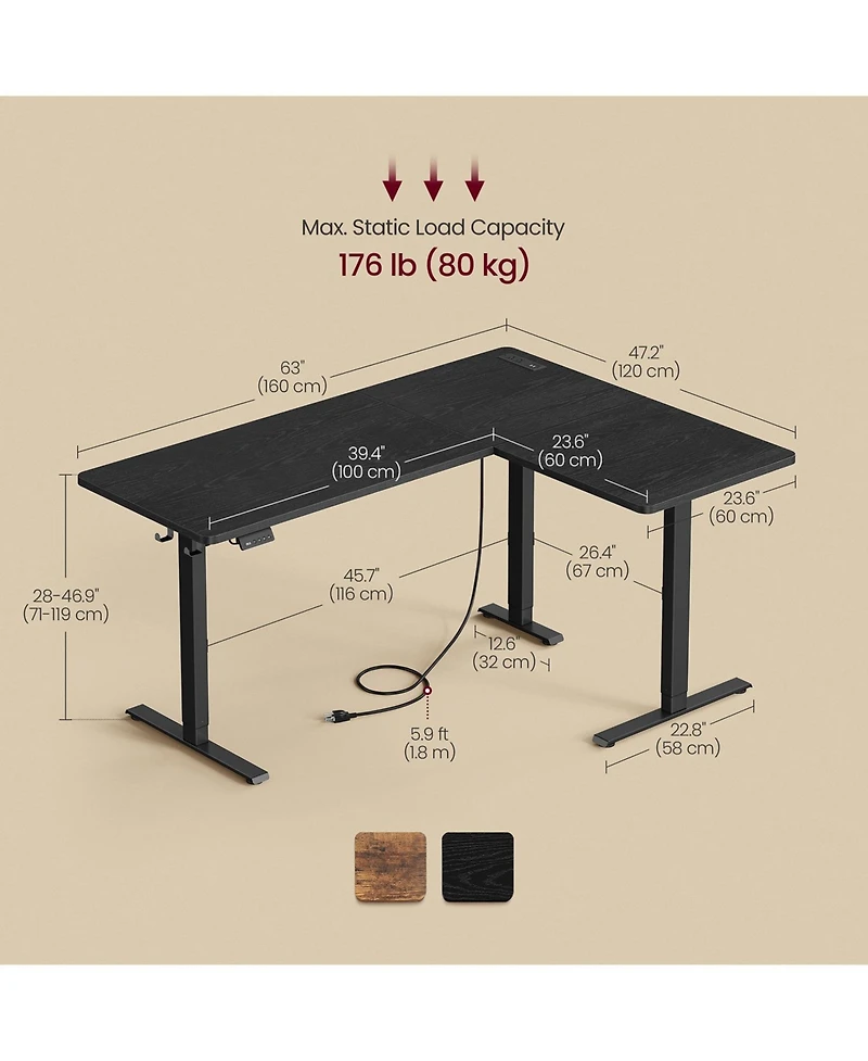 Slickblue L-Shaped Electric Standing Desk – Height Adjustable Corner with Power Outlets, Memory Function, Easy Assembly for Home Office &