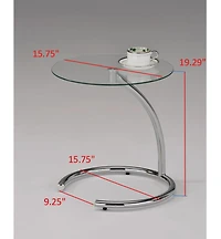 Kings Brand Furniture Leighton Metal/Glass End Table, Chrome