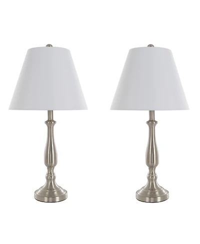 Lavish Home 25.5" Brushed Steel Table Lamp Set