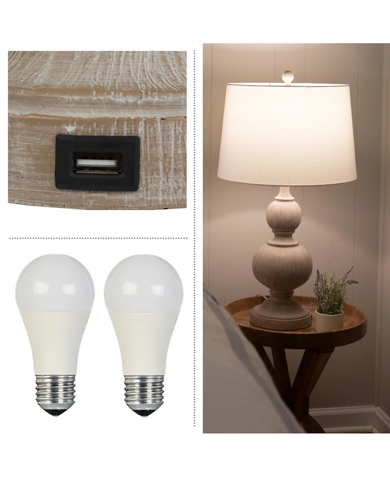 Lavish Home 27.17" Usb Charging Led Table Lamp Set