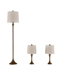 Lavish Home Modern Flared Base Table and Standing Lamp, Set of 3