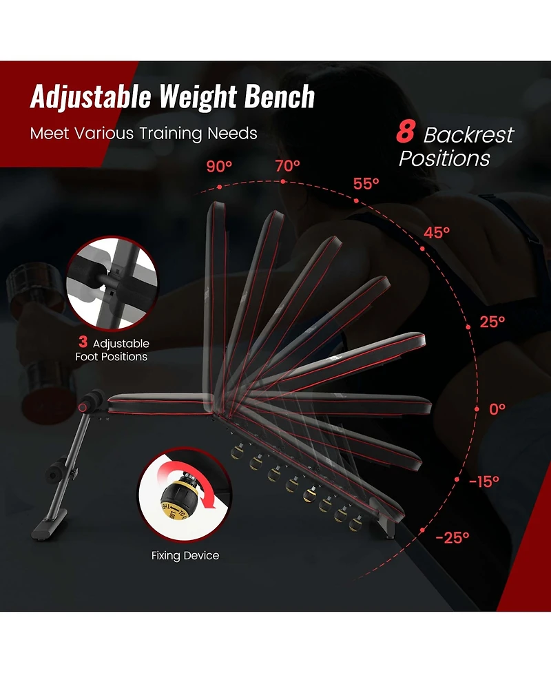 Costway Adjustable Weight Bench for Full Body Strength Training Incline Decline Home Gym