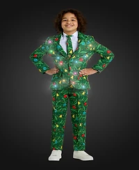 Suitmeister Big Boys Christmas Tree Light Up Suit Including Blazer, Pants and Clip-On-Tie