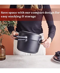 Alva Neat 5-Piece Nesting Cookware Set – Stackable Nonstick Pots & Pans with Universal Lids Space-Saving Design for Apartments, RVs Compact Storage