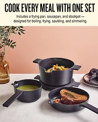 Alva Neat 5-Piece Nesting Cookware Set – Stackable Nonstick Pots & Pans - Space-Saving Design for Apartments, RVs & Compact Storage