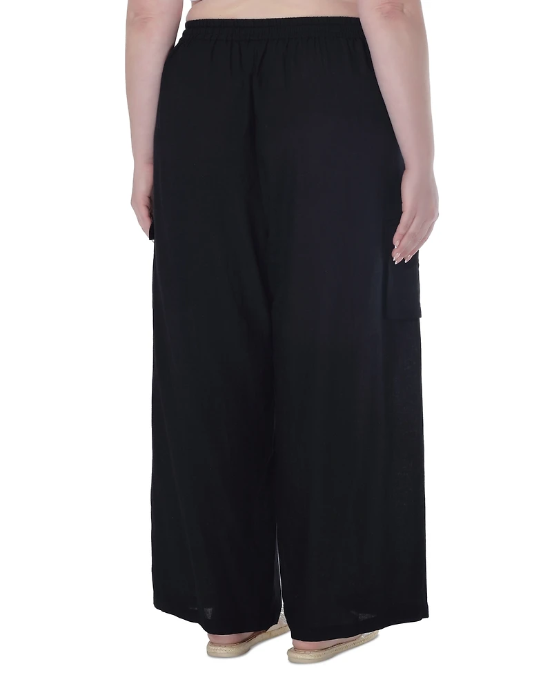 Raviya Plus Size High Rise Pull-On Cover-Up Cargo Pants