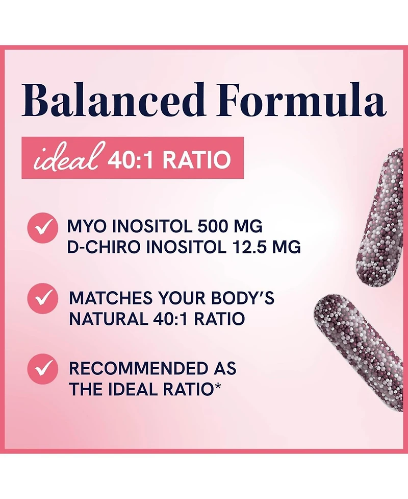 Myo-Inositol & D-Chiro Inositol for Hormone Balance for Women | Microbeadlet Technology to Regulate Menstrual Cycle & Support Ovarian Health | Myo Ino