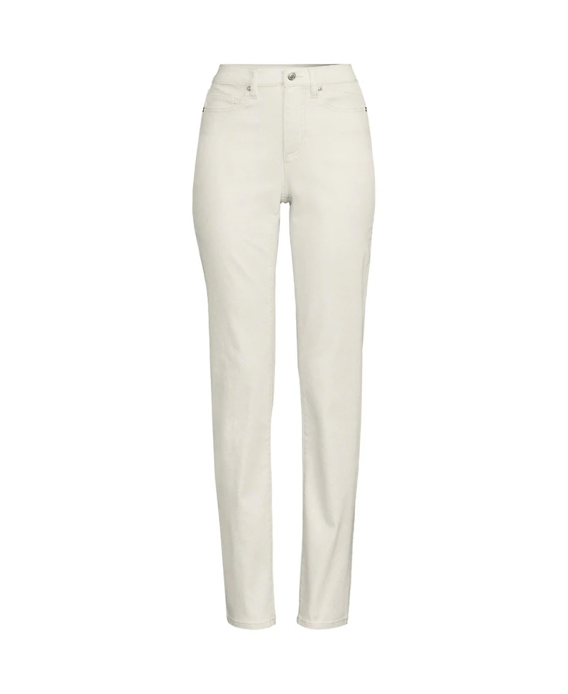 Lands' End Women's High Rise Metallic Coated Denim Straight Leg Jeans
