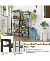 Gouun 4-Tier Bookshelf with Metal Frame and Adjustable Foot Pads