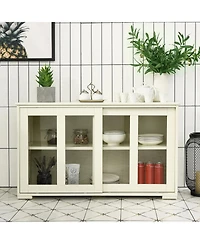 Gouun Sideboard Buffet Cupboard Storage Cabinet with Sliding Door-Antique