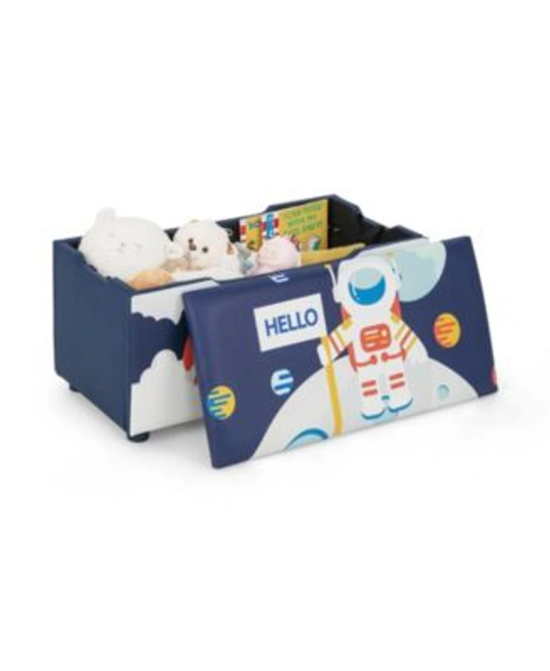 Gouun Kids Wooden Upholstered Toy Storage Box With Removable Lid