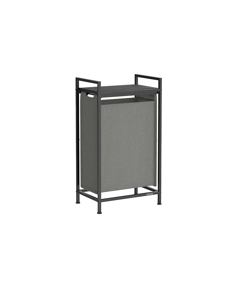 Slickblue Laundry Hamper with Top Shelf, Pull-Out Bags & Metal Frame, 2 Removable Oxford Fabric Baskets
