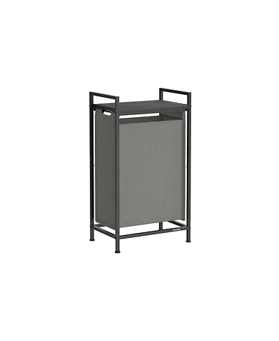 Slickblue Laundry Hamper with Top Shelf, Pull-Out Bags & Metal Frame, 2 Removable Oxford Fabric Baskets