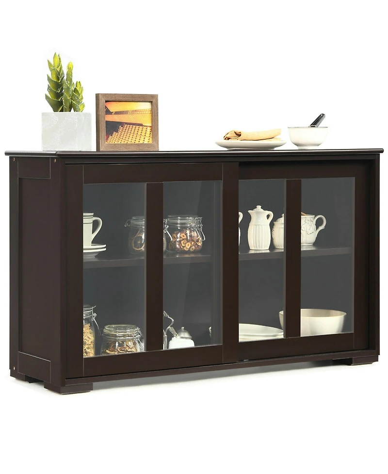 Gouun Sideboard Buffet Cupboard Storage Cabinet with Sliding Door