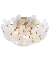 Possini Euro Design Filoli 20" Modern Semi Flush-Mount Ceiling Light Fixture Kitchen Foyer Hallway Flower Unique Gold Finish Glass