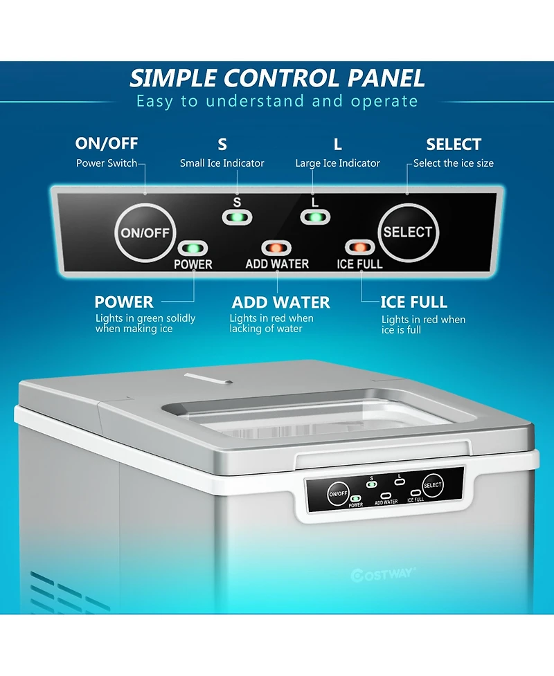 Costway Ice Maker Machine Countertop 26Lbs/24H Portable