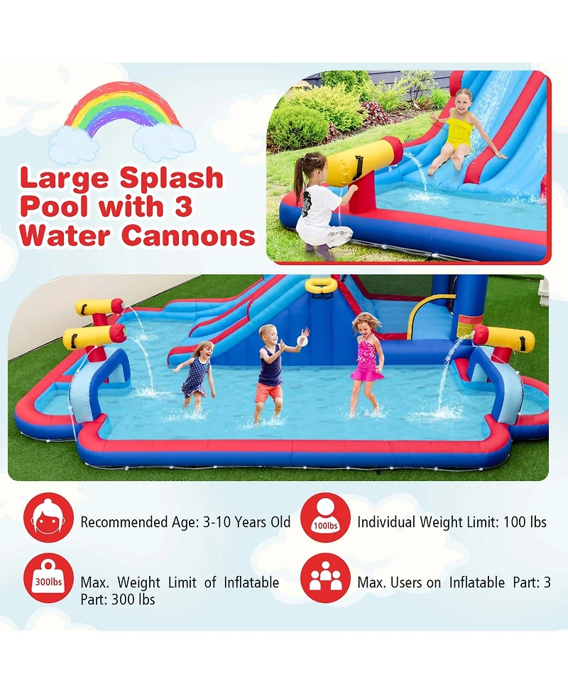Inflatable Water Slide Park Kids Bounce House Climbing Jumping with 680W Blower