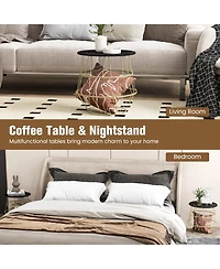 Gouun Round Metal Frame End Table with Removable Top