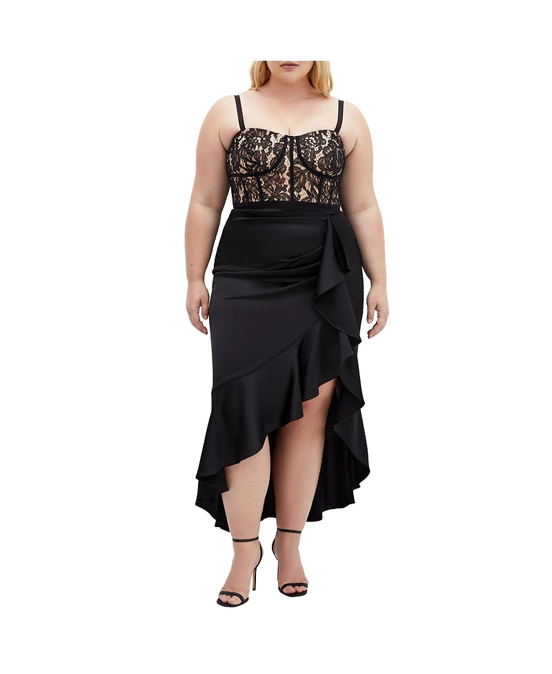 City Chic Plus Size Lace Ruffle Dress