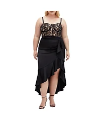 City Chic Plus Size Lace Ruffle Dress