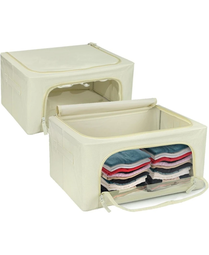 Sorbus 2 Pack Small Foldable Storage Box - Metal Frame, Oxford Fabric, Large Window & Handles - Organization for Bedroom