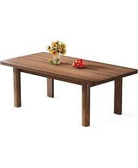 Tribesigns Wood Dining Table for 4-6 People, 63-Inch Farmhouse Kitchen Table with Solid Wood Legs, Rectangular Dinner Table