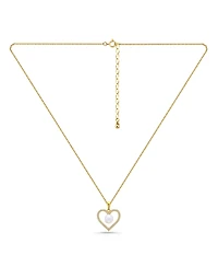 Macy's Freshwater Cultured Pearl Cubic Zirconia Open Heart Pendant Necklace