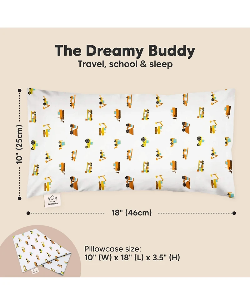 KeaBabies Toddler Buddy Pillow with Pillowcase, 10X18 Soft Cotton Pillows for Sleeping