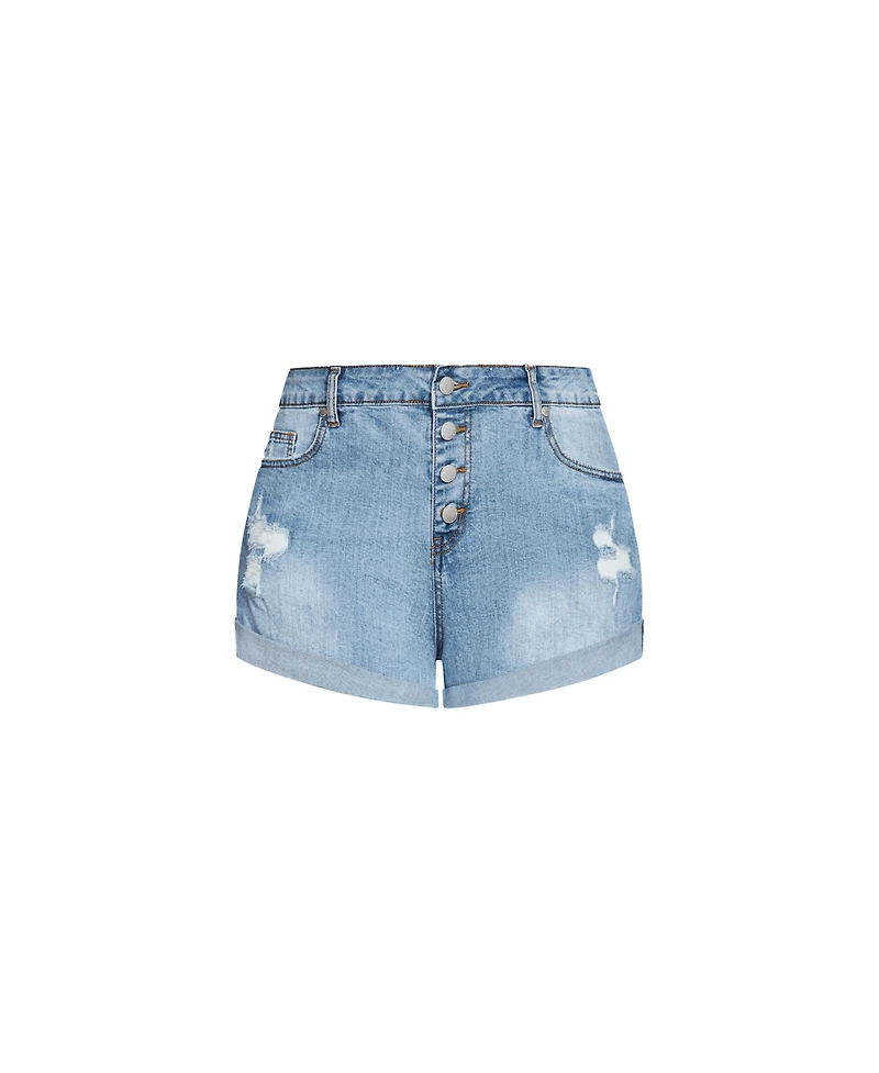 City Chic Plus Size Denim Cuff Short