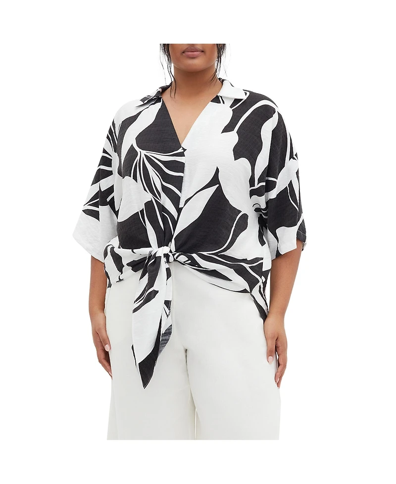 City Chic Plus Size Tie Print Shirt