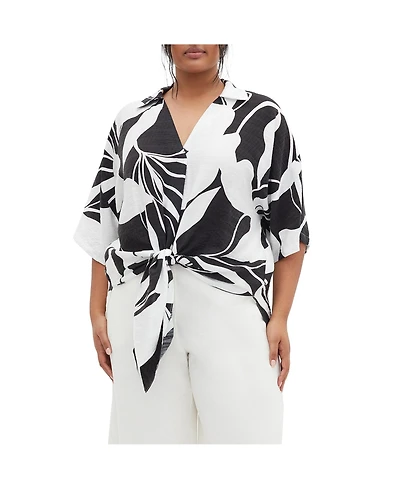 City Chic Plus Size Tie Print Shirt