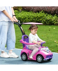 Qaba 3 in 1 Push Car, Sliding Car with Removable Handle, Music, Horn,