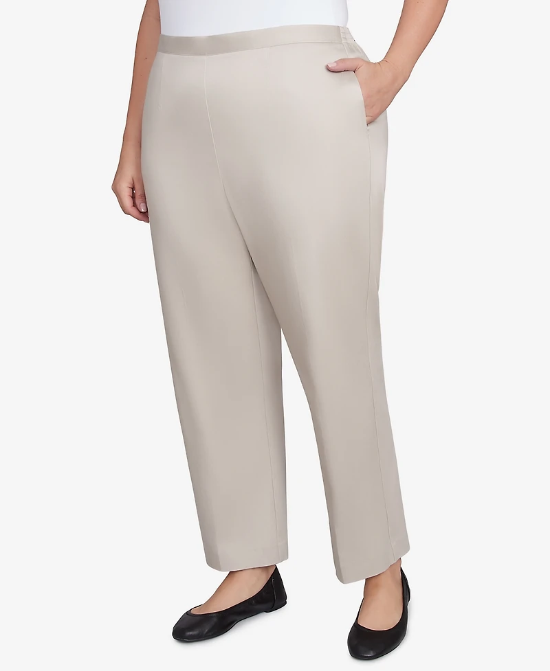 Alfred Dunner Plus Size Coming Up Roses Sateen Woven Average Length Pants