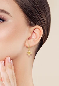 Rachel Zoe Plated Chunky Clover Huggie Hoop Earrings