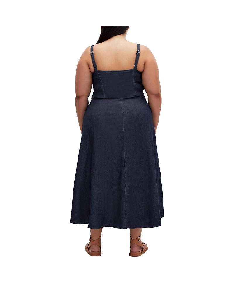 City Chic Plus Denim Corset Dress