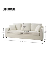 Hulala Home Zacharias Modern 85" Slipcovered Sofa with Square Flange Arm