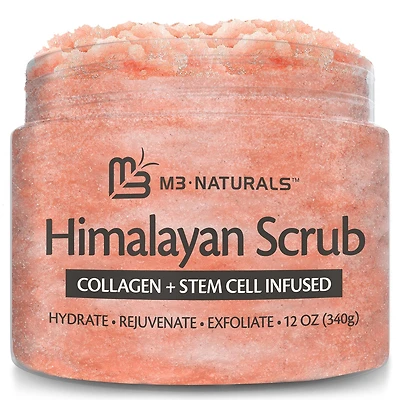 M3 Naturals Himalayan Salt Body Scrub Infused with Collagen and Stem Cell Natural Exfoliating Salt Scrub