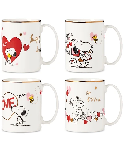 Lenox Snoopy Valentine's Assorted Day Mugs, Set of 4