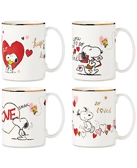 Lenox Snoopy Valentine's Assorted Day Mugs, Set of 4
